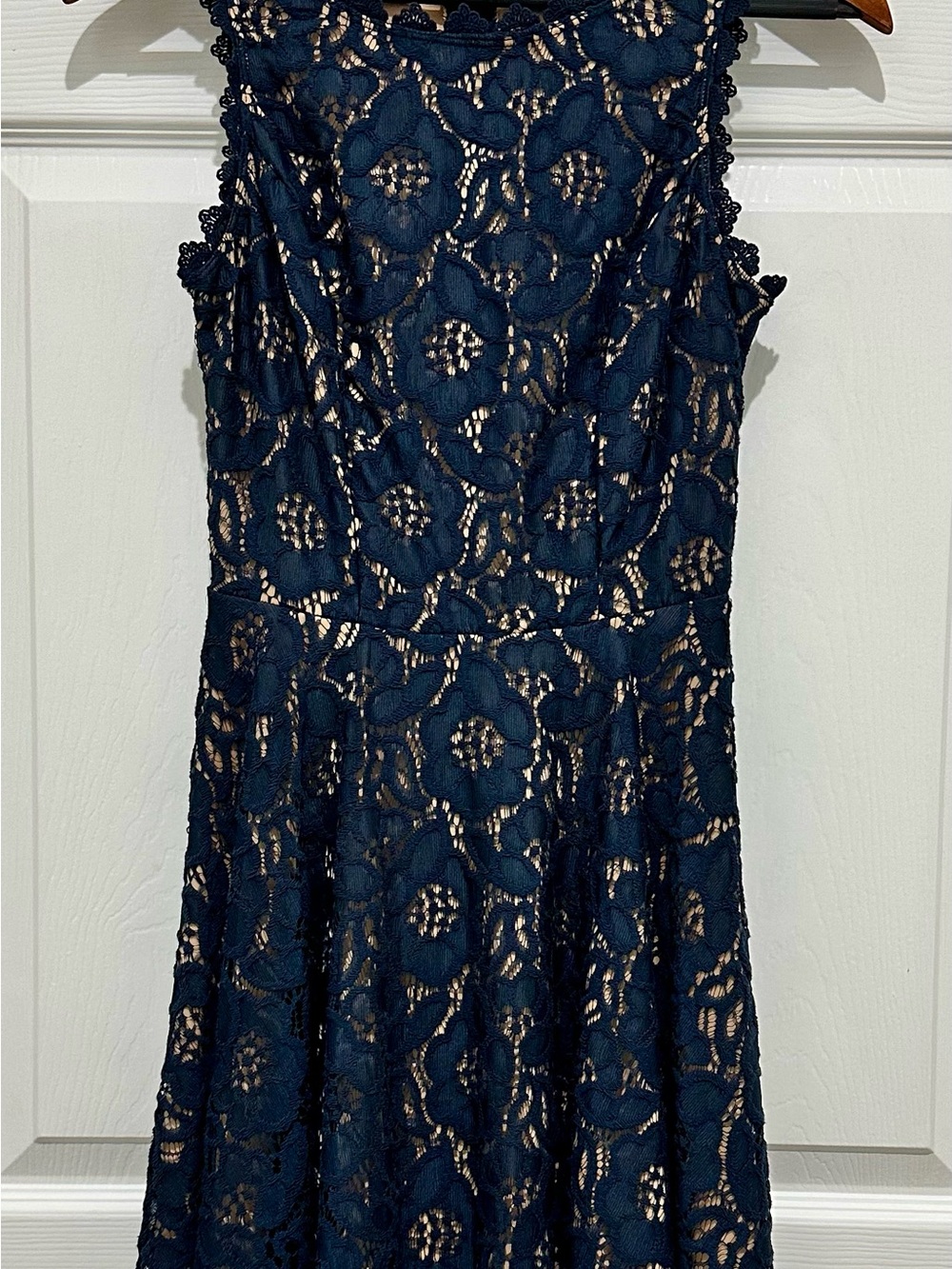 City Studio Navy Floral Lace Sleeveless Fit & Flare Dress